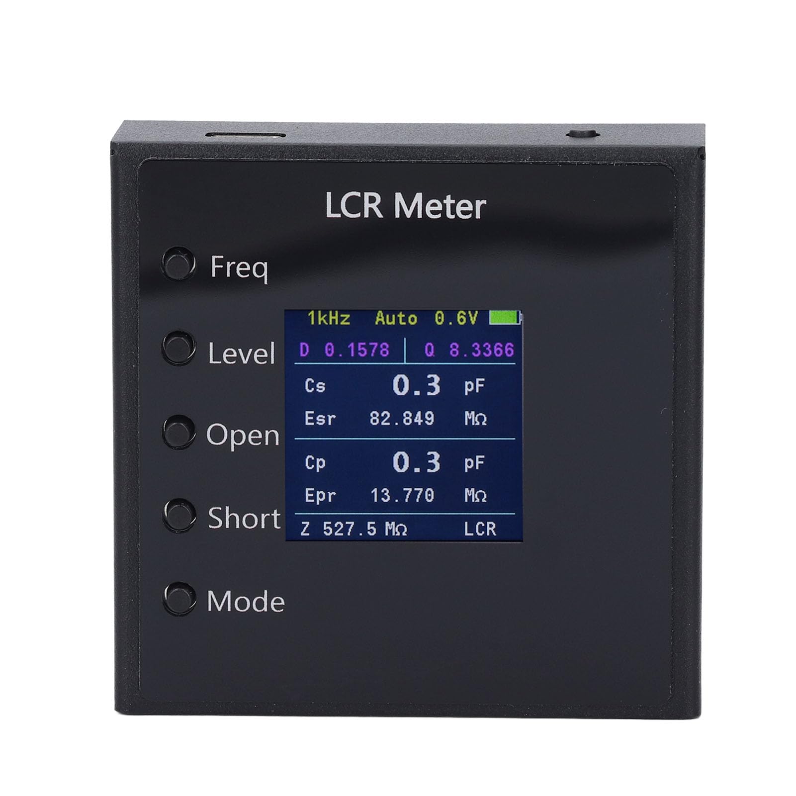 SIXRUN Probador Multímetro Digital de Aleación de Aluminio con Pantalla a Color de 1,54 Pulgadas Medición Automática de 100 Hz a 100 KHz para Pruebas SMD, Reparación Electrónica y Usuarios Aficionados