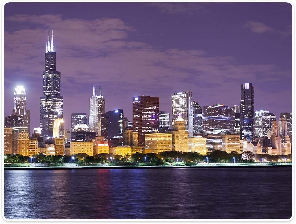 40x50 Blanket Comfort Warmth Soft Plush Throw for Couch Chicago Skyline Cityscape Illinois Nightime