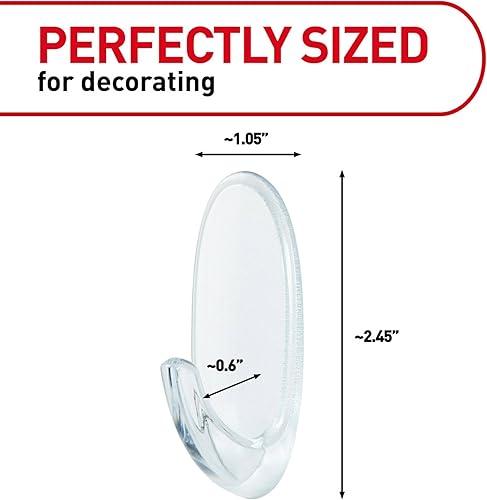 Miniatura 3 de Command Ganchos medianos transparentes, 14 ganchos, 24 tiras, embalaje fácil de abrir, organiza sin daños