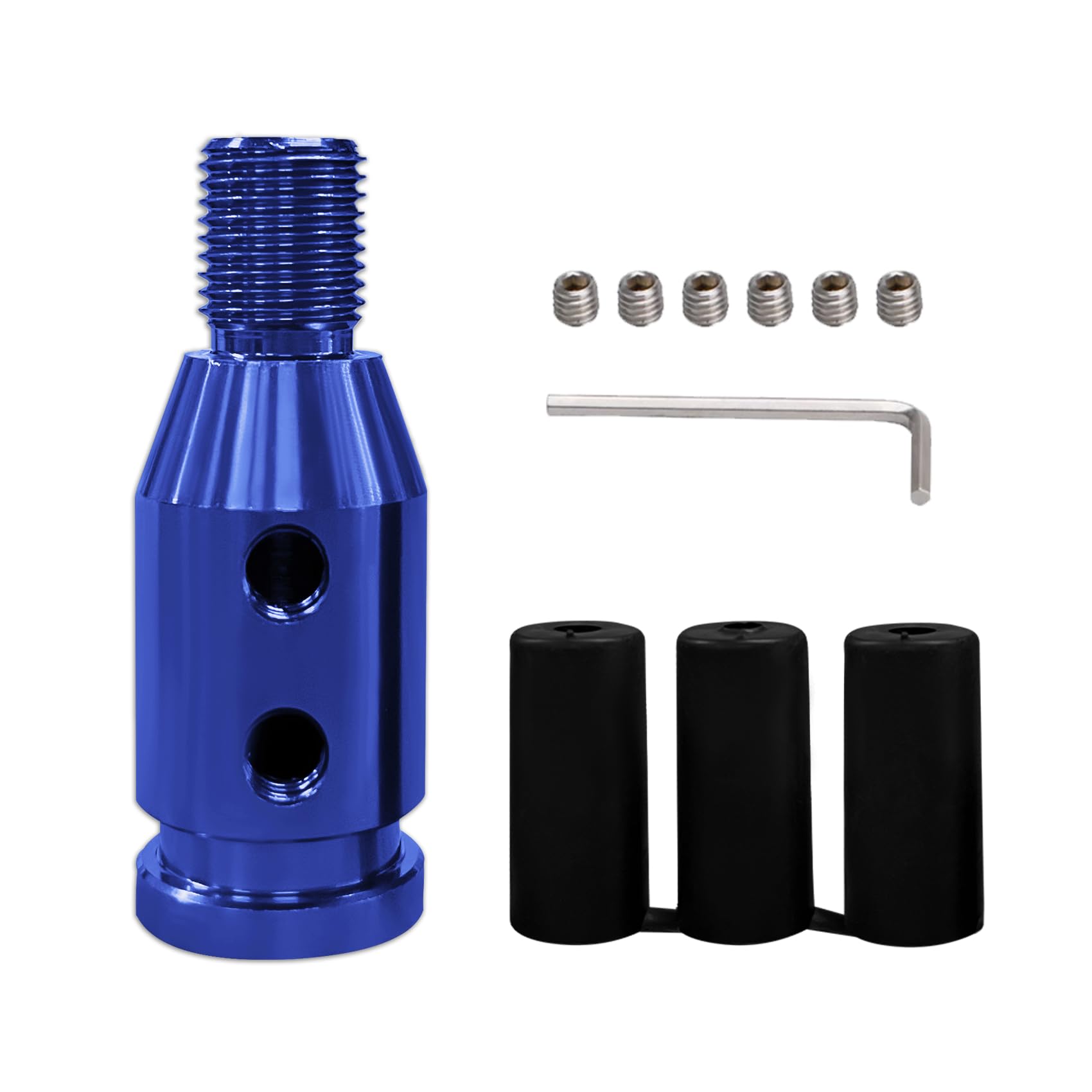 Universal Gear Shift Knob Adapter, Shifter Adapter, M12x1.25 Aluminum Alloy Shifter Knob Adapter, Manual Automatic Shift Lever Knob Drive Start Shift Lever for Non-Threaded Shifters (Blue)