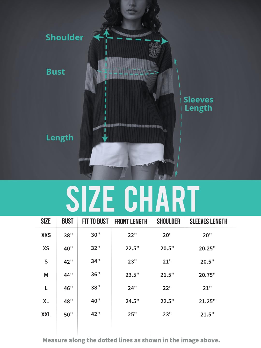 The Souled Store Harry Potter Serpent Circle luźny sweter z długim rękawem z okrągłym dekoltem akrylowy sweter dla kobiet i dziewcząt, oversize, graficzny nadruk