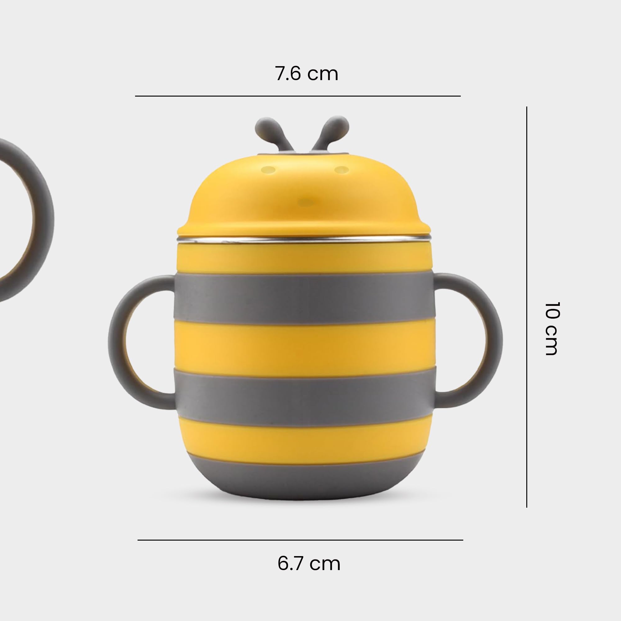 ONE AND ONLY Baby Sippy Cup | Stainless Steel Spill Proof Training Cup & Water Bottle with Handle | Toddler & Kids Milk Sipper Feeding Bottle | BPA-Free Baby Drinking Cup (Yellow) - Image 5 thumbnail