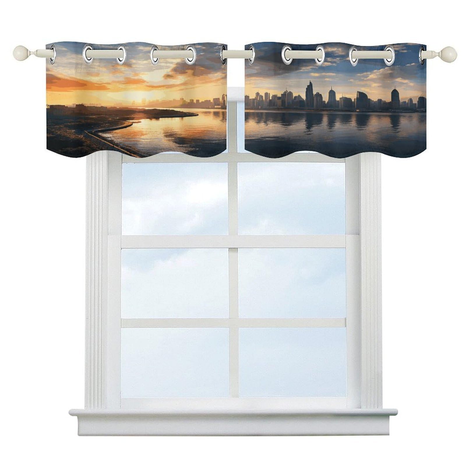 Fekiloot Style New York In The Sunset Short Curtains Valance Curtain