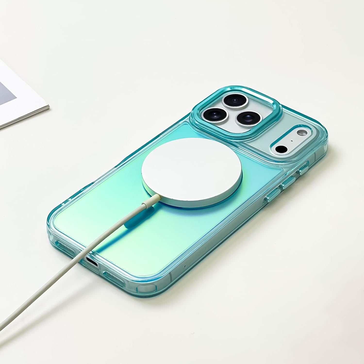 SAKUULO Magnetic Case for iPhone 17 Pro Compatible with Magsafe, Bling Laser Iridescent Florescent Crystal Sparkly Luxury Shockproof Protective Cover for Women Men, Blue - Image 5