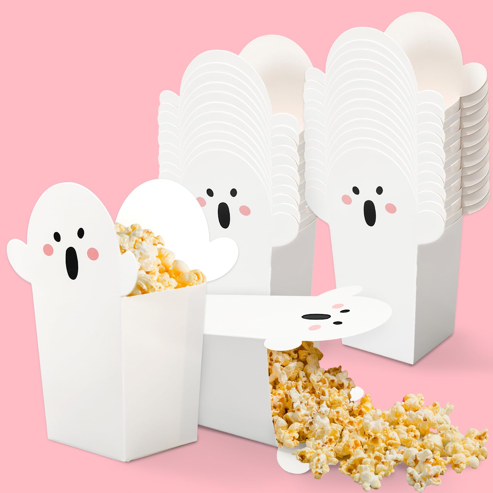 Boîtes à popcorn d'Halloween en carton léger : seau en papier fantôme au design unique