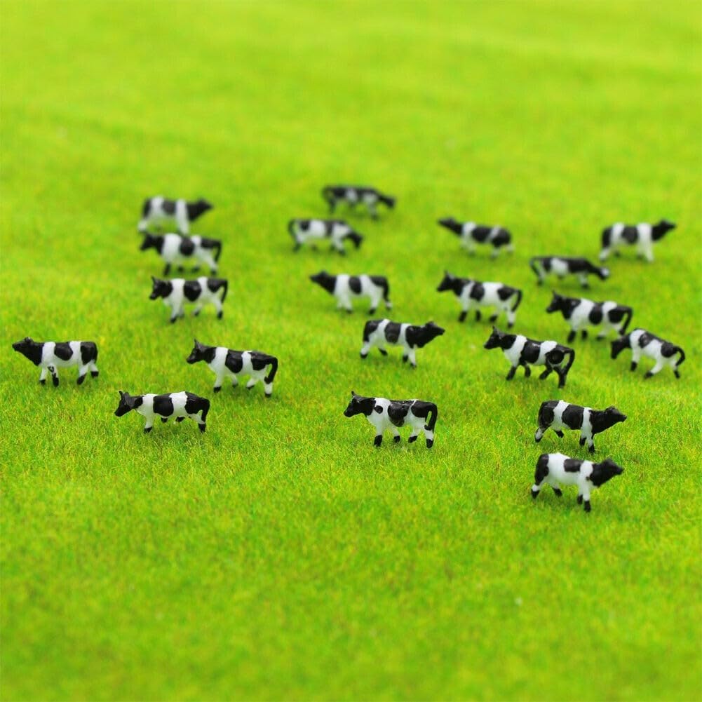 Lot de 60 figurines de vache à l'échelle N, idéales pour les modèles réduits de chemin de fer et le design, fabriquées en plastique