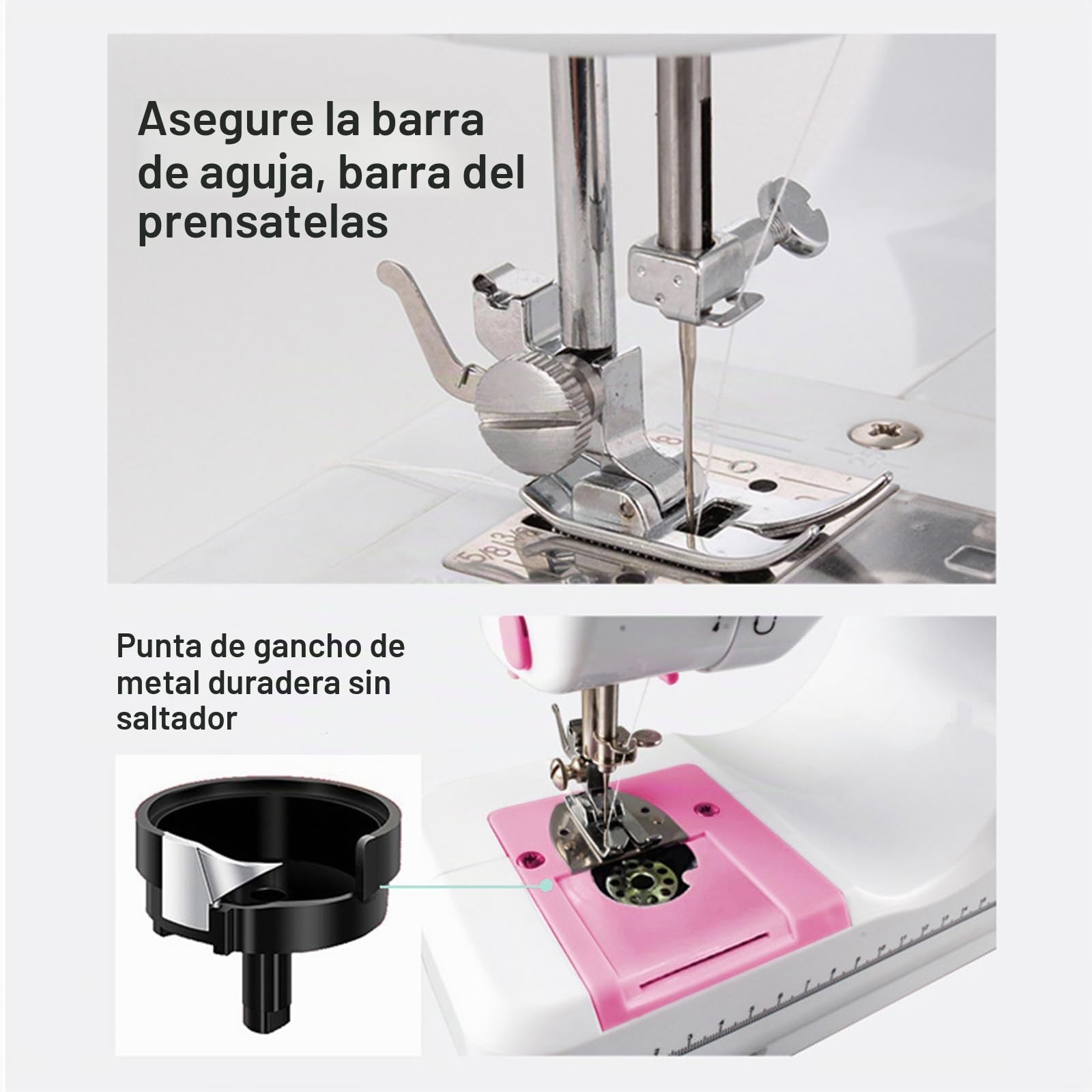 Máquina de coser ZPSHYD, multifunción de 12 puntos, doble línea, doméstica, overlock con dos velocidades, para niños y principiantes, en Rosa