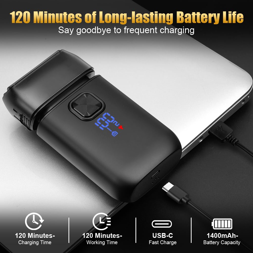 Flintronic Golarka foliowa, elektryczna maszynka do golenia dla mężczyzn, golarki elektryczne 2 w 1 z trymerem Pop Up, nadająca się do prania, głowica do golenia, ładowanie USB-C, męska bezprzewodowa