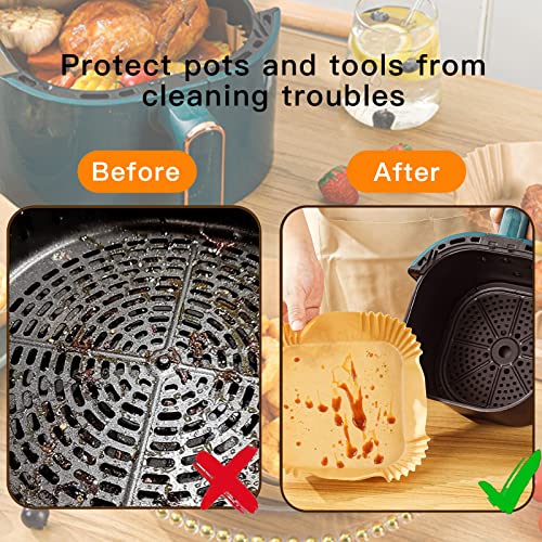 Gueicn 100Pcs Air Fryer Paper 7.9Inch Baking Disposable Liner Anti Stick Air Fryer Parchment Paper Food Grade Baking Paper For Roasting Oven (Square) #TOP2