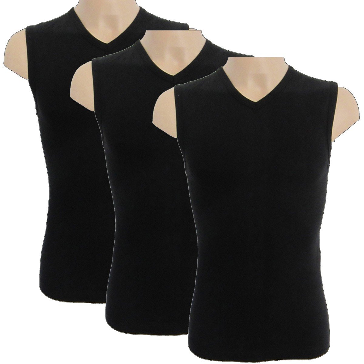 HERMO 3050 Lot de 3 Business Shirt Homme avec col V, Maillot de Corps en 100% Coton Biologique (Tank Top)