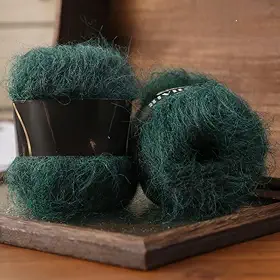 1 pacote de fios macios de mohair para tricô e crochê, fio quente luxuoso para suéteres, cachecóis, chapéus, projetos DIY, 25 g/novelo (verde floresta)