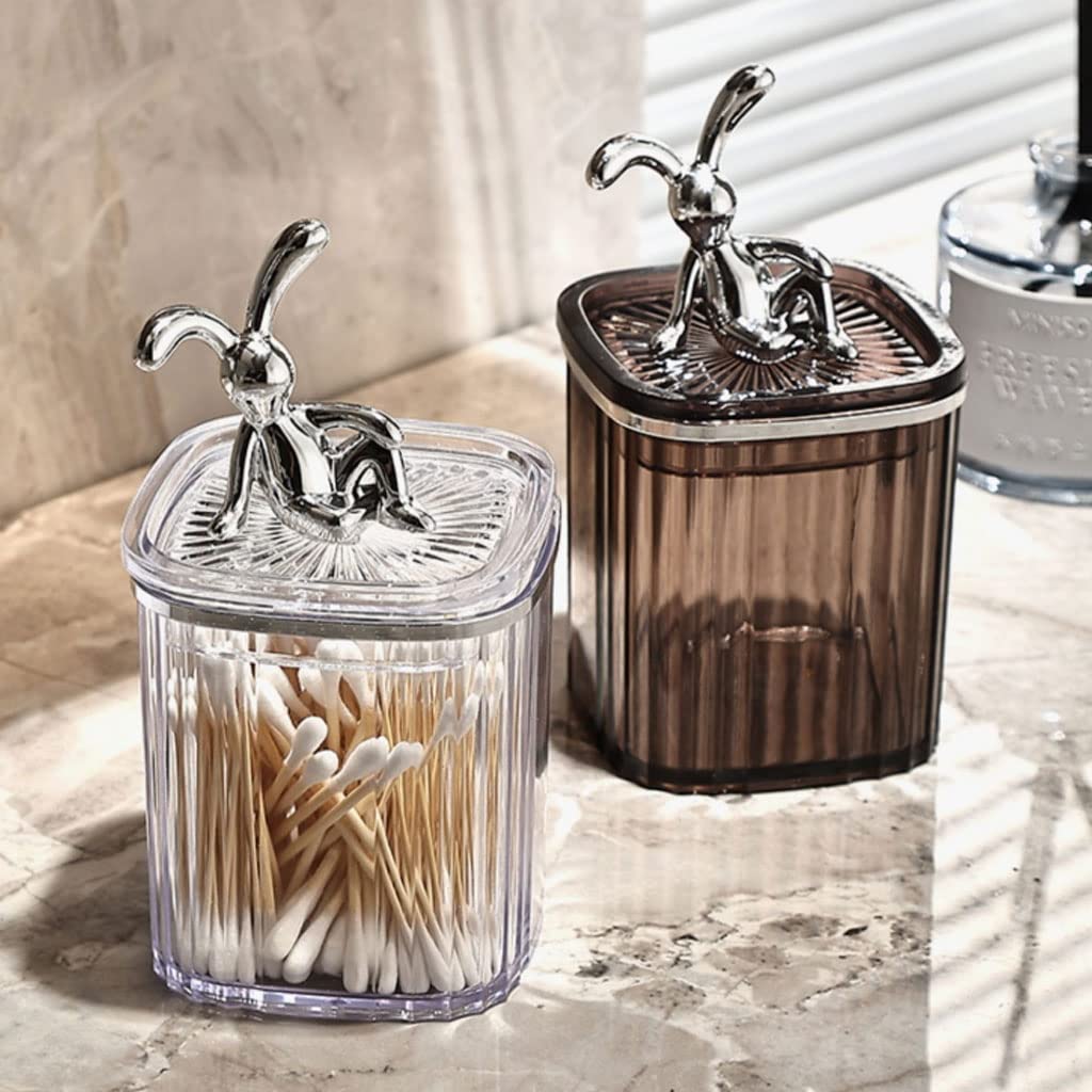 MRKU Dispenser per stuzzicadenti, Scatola Porta stuzzicadenti, Elegante, Creativo, da scrivania, in plastica con Coperchio, Organizer per Bastoncini di Cotone e Filo interdentale, casa Chic