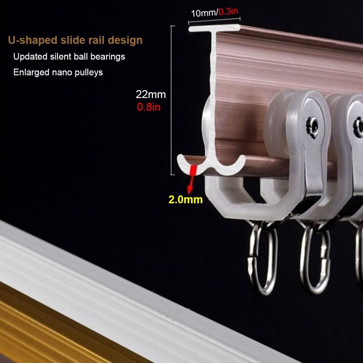 Flexible Curved Curtain Rail for Room Dividers - Mute Roller Ceiling Track System for RV & Bay Windows - Adjustable 600cm Sliding Curtain Track (Champagne)