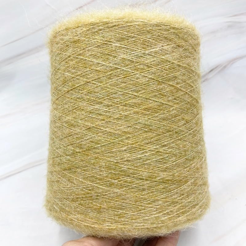 Hilo de mohair suave - Ovillos de 500-950 g for crear bufandas, suéteres y chales hechos a mano - Suministros for tejer sin enredos(Young Green)