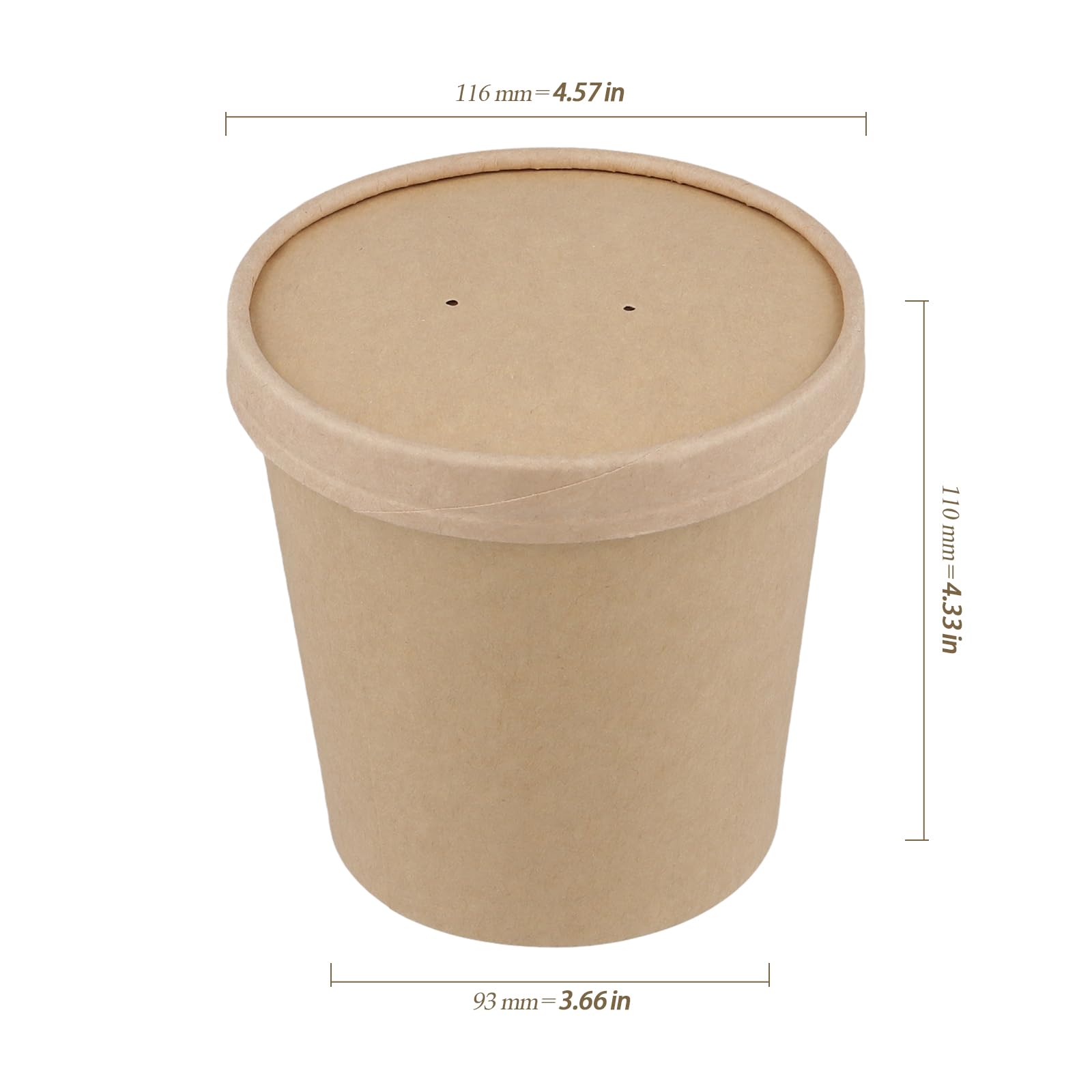 40 Bicchieri Carta Kraft Marrone 780 ml con Coperchio, Monouso Biodegradabili per Zuppe, Gelati, Snack e Asporto, 26 oz