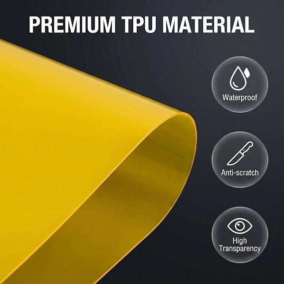 Yellow Car Headlight Tint Film, Self-Adhesive Vinyl Wrap for Headlamps, Fog Lights, Rear Lights and Motorbike Indicators, Exterior Styling Material for Adult Vehicle DIY 30cm x 120cm