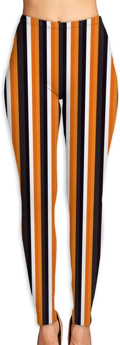 Womens Power Yoga Pants Orange Stripes Basic Cheap Slim Workout Leggings