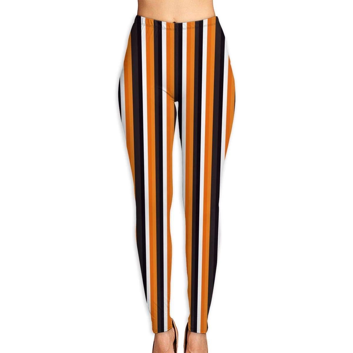 Womens Power Yoga Pants Orange Stripes Basic Cheap Slim Workout Leggings