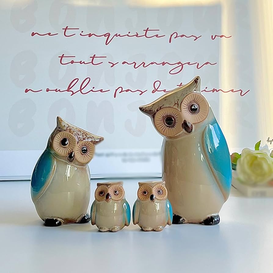 陶器製 フクロウの装飾品 陶器製 フクロウの装飾品