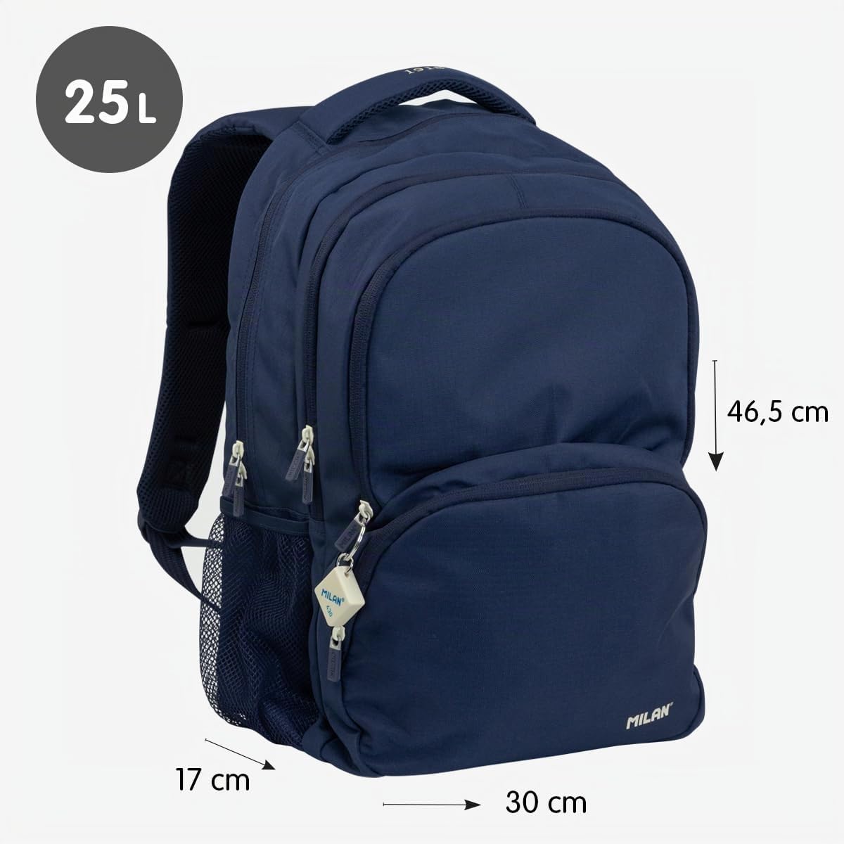 MOCHILA ESCOLAR 4 CREMALLERAS (25L) SERIE 1918, AZUL MARINO MILAN