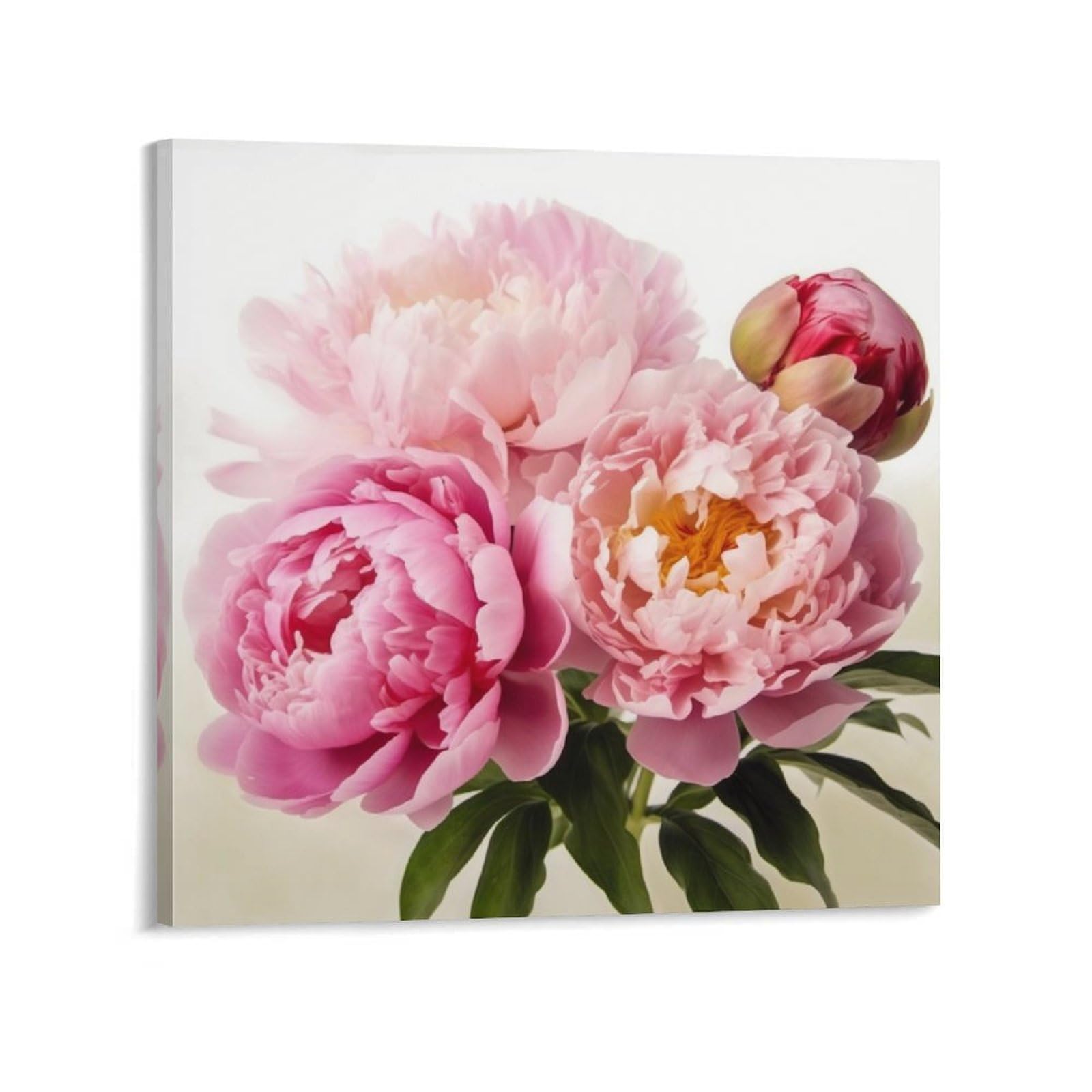 KLOPH Peony Flowers Blossom Canvas Wall Art for Living Room 08x8inch Modern Artwork Painting for Bathroom Hanging Canvas Prints Aesthetic Wallart for Bedroom Kitchen Office Wall Decor