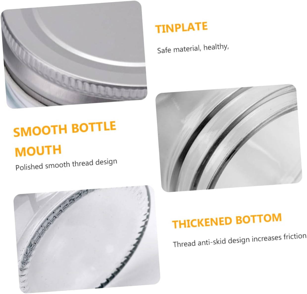 6pcs Honey Glass Jar Can Jars Lids Sealed Canning Lids for Kitchen Storage