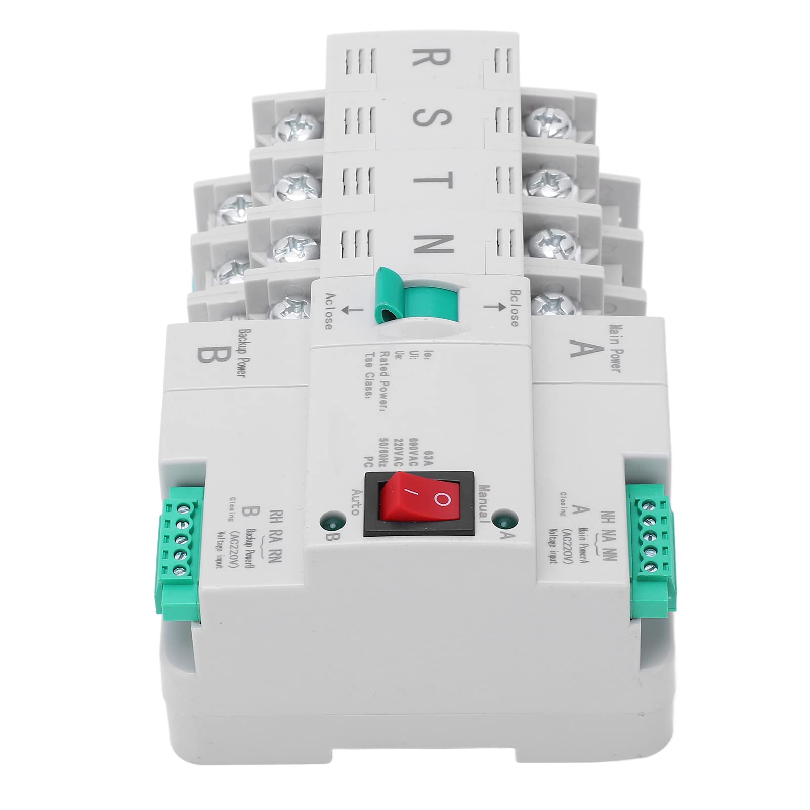 Aramox Interruptor de Transferencia Automática de Doble Potencia, Interruptor de Transferencia Automática 4P AC400V con Bobina de 220VAC, Contactos Plateados de Carcasa de PC, Conmutación Rápida