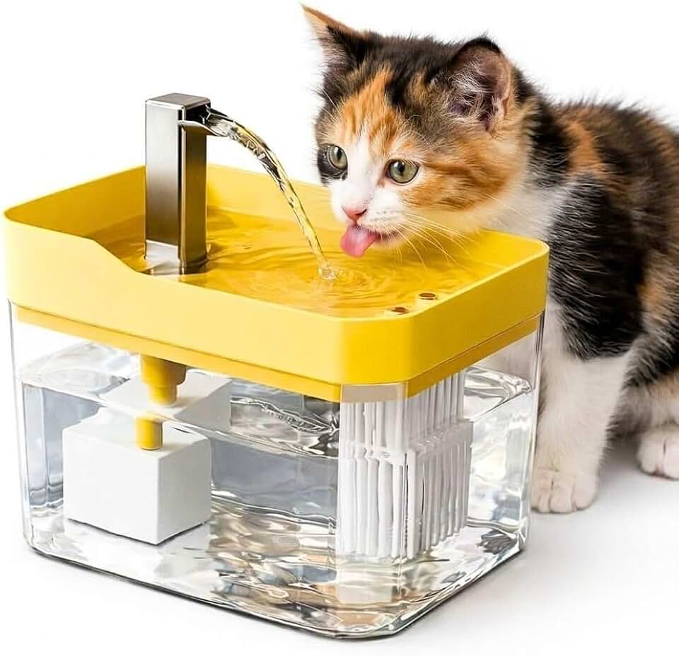 Bebedouro Automatico Pet Fonte para Cães e Gatos Silenciosa Bivolt 1,5L (Amarelo)