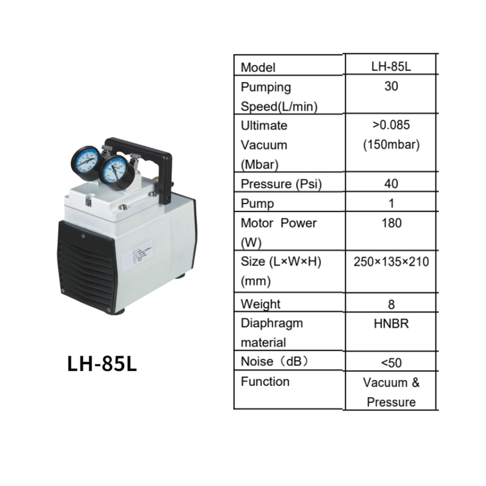 30L 60L Oilless Membran-Vakuumpumpe Chemische Vakuumpumpe Unterdruck-Laborausrüstung(LH-85L)