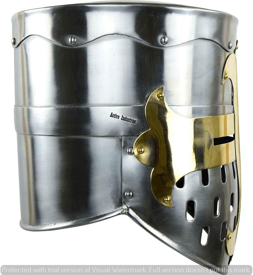 Medieval Templar Crusader Knight Armor Helmet – Armor Swaggersoul Wearable Adult Full-Size Helmet – Greek Roman Spartan Style Armour for Halloween Costumes, LARP, Cosplay & Reenactment