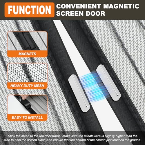 Magnetic Screen Door Mesh, Easy Install, Heavy Duty Fiberglass,Self Sealing Door Screen for Single Door Size 34 x 80 Inch, Screen Door Size 36 x 82 Inch - Image 5