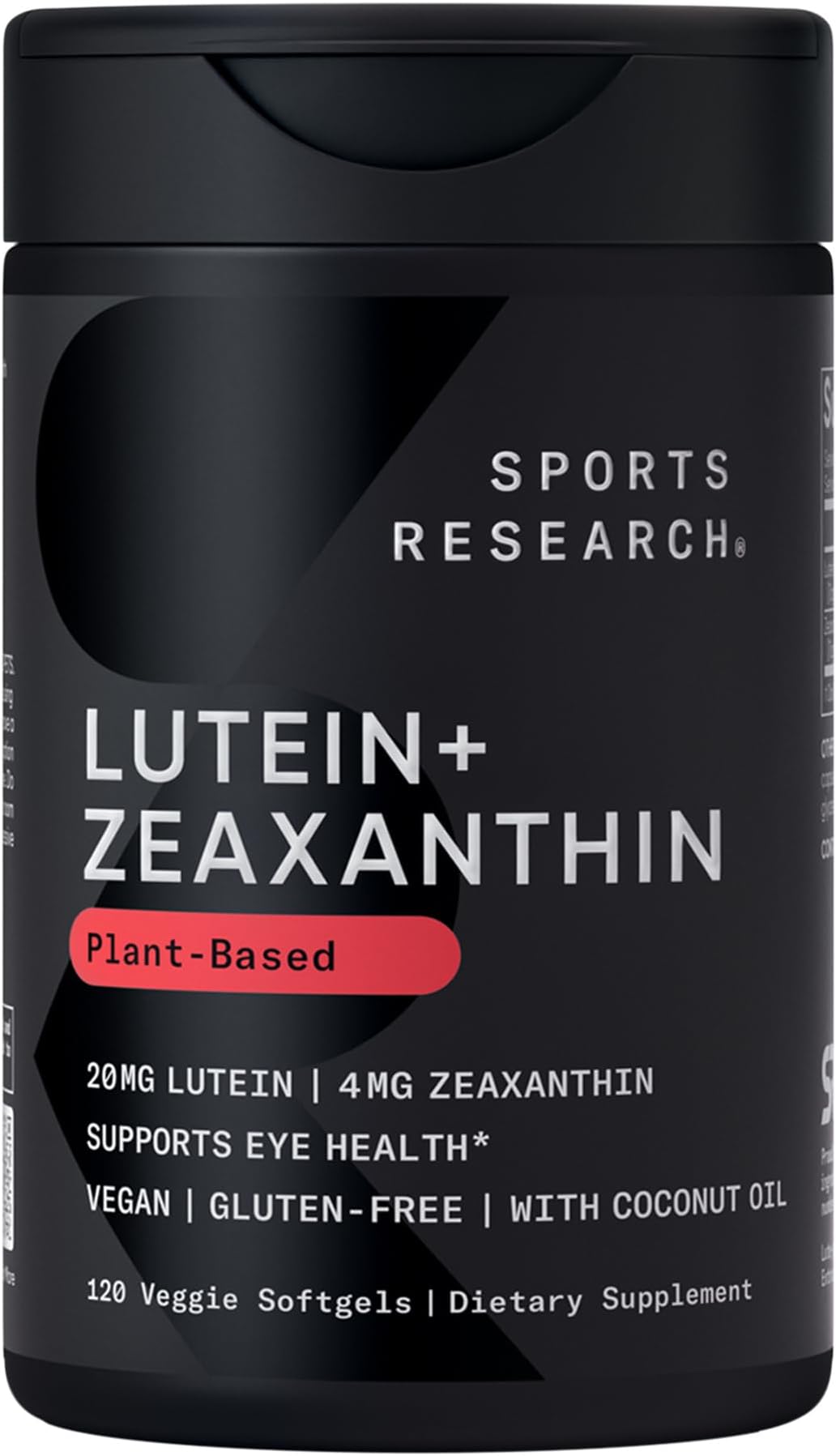 Sports Researchยฎ Lutein and Zeaxanthin Capsules - Eye Health Support Supplement Made with Lute-Genยฎ and Organic Coconut Oil - Vegan Friendly & Non-GMO Verified - 120 Veggie Softgels