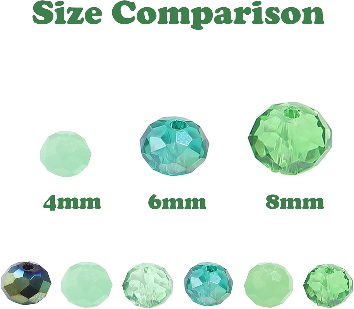 600PCS 4mm Crystal Glass Facted Round Beads for Jewelry Bracelet Making, Green Series Briolette Glass Spacer Beads with Hole for Crafts, Loose Gemstones for Ornaments Wind Chimes Suncatcher Making - Image 3