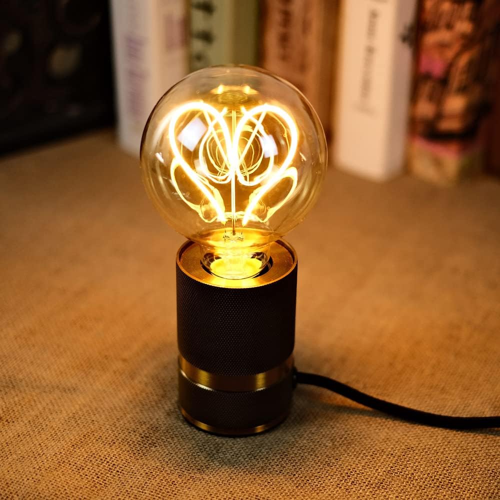 Edison Bulb Led Bulb Vintage 4W Dimmable 110-130V 2000Kelvin Super Yellow Warm Decorative Light Bulb (G30 Heart)