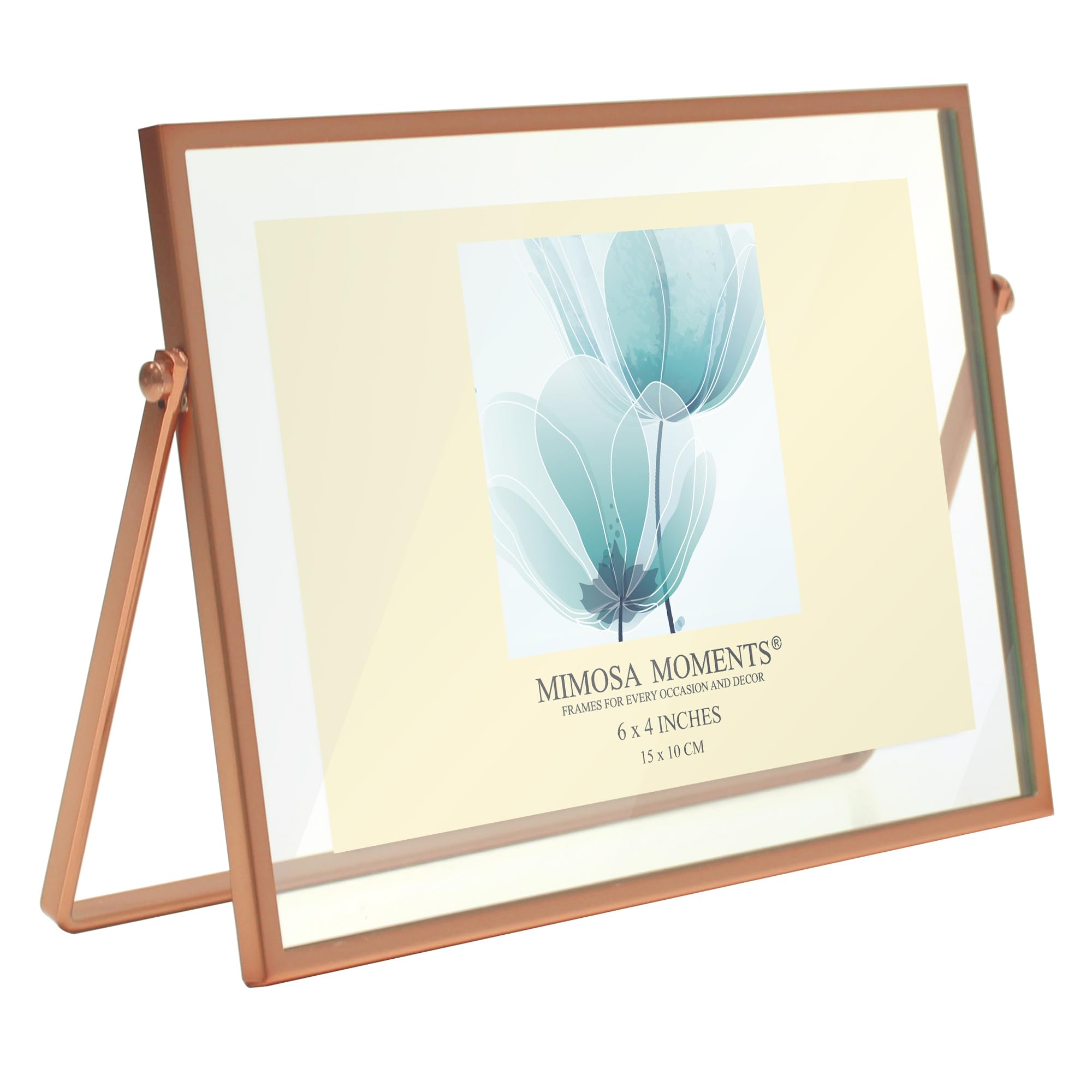 MIMOSA MOMENTS Rose Gold Metal Floating 4x6 Picture Frames, Display 4x6 horizontal Photo