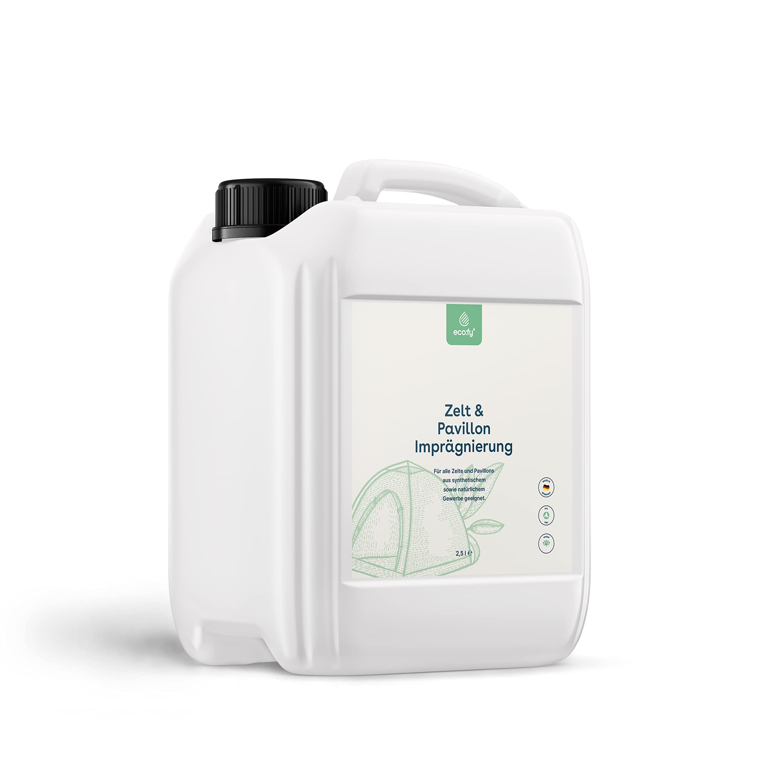 eco:fy Zelt Imprägnierspray, Pavillon und Zelt Imprägnierung Zelt Zubehör, Flächen- & Nahtdichter, atmungsaktiv UV-stabil transparent Zelten Zubehör, 2,5L
