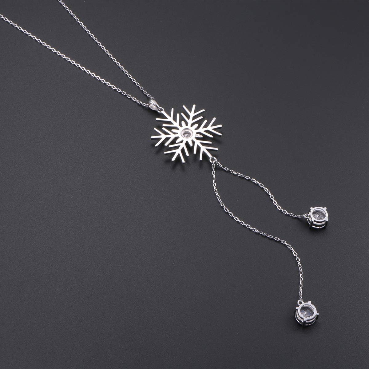 DAOCHONG S925 Sterling Silver Snowflake Necklace Earrings Bracelet Ring Set for Women Jewelry - Image 4