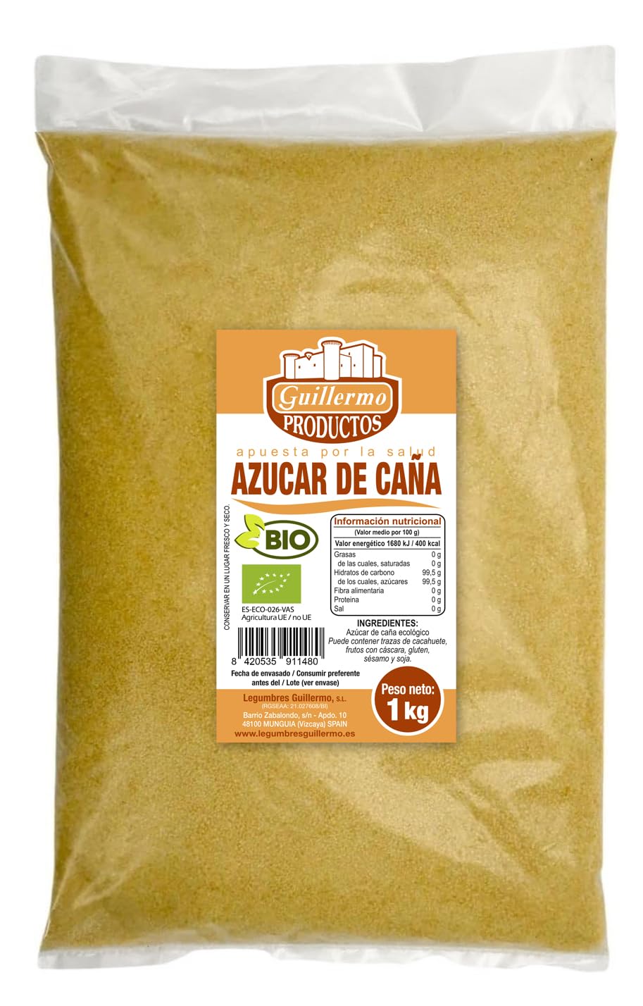 Azúcar de caña BIO Bolsa 1 kg Ecológico
