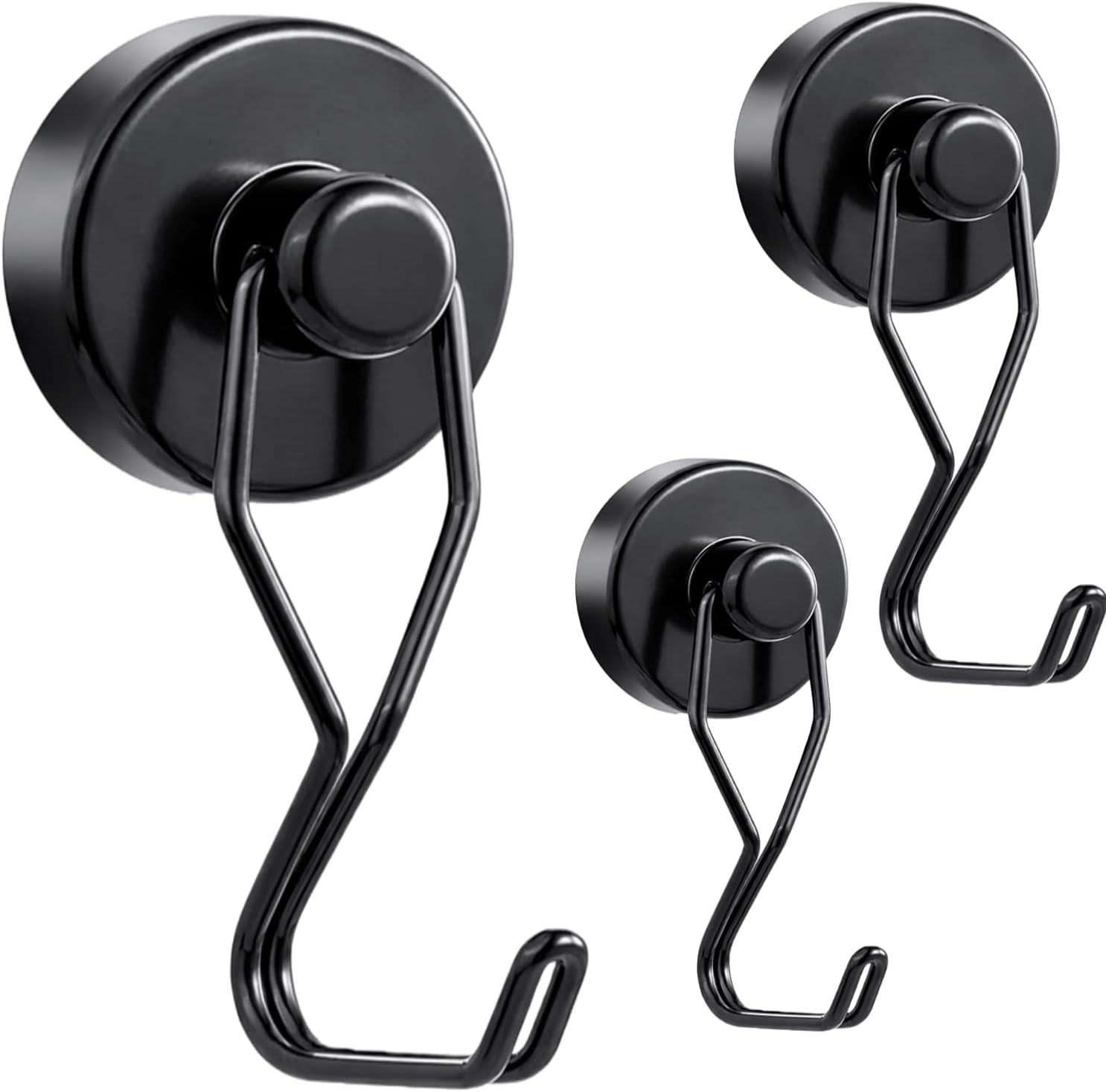 Tohoer Magnetic Hooks, 100LBS Neodymium Magnets Hook Heavy Duty with Rust Proof for Fridge, Refrigerator, Oven, Grill, BBQ, Key, Tools Holder, Kitchen, Outdoor, Hanging Wreaths, Utensil Hangers