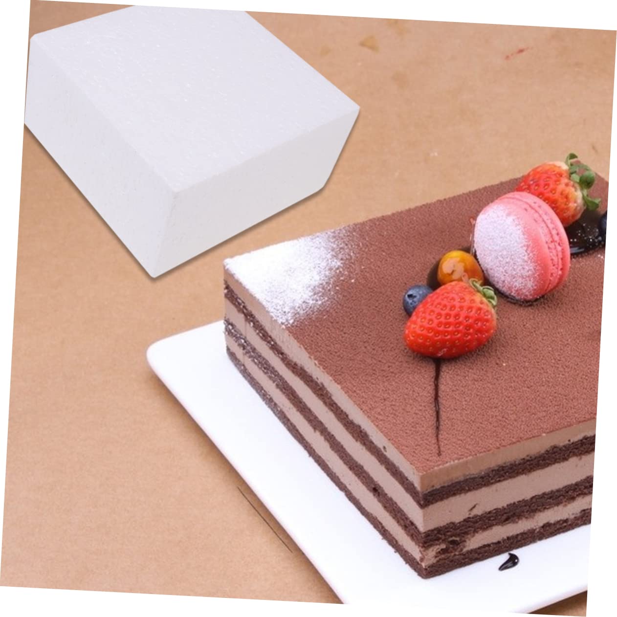 Veemoon 24pièces Moule Fondant Carré DIY Briques pour Création Gâteaux Surfaces Vierges Poncées Peintes Base Centre Table avec Piques Fleurs
