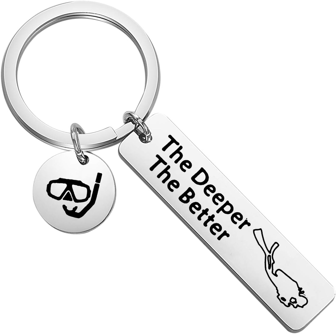 CENWA Scuba Diving Gift Scuba Diver Gift The Deeper The Better Keychain Extreme Sports Jewelry Gift for Divers Extreme, Grey, 1.2*5