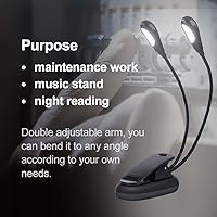 Vista 3 de Luz de soporte de música recargable, luz de lectura con clip de 8 LED, lámpara de libro de 3 niveles de brillo de protección ocular para orquesta