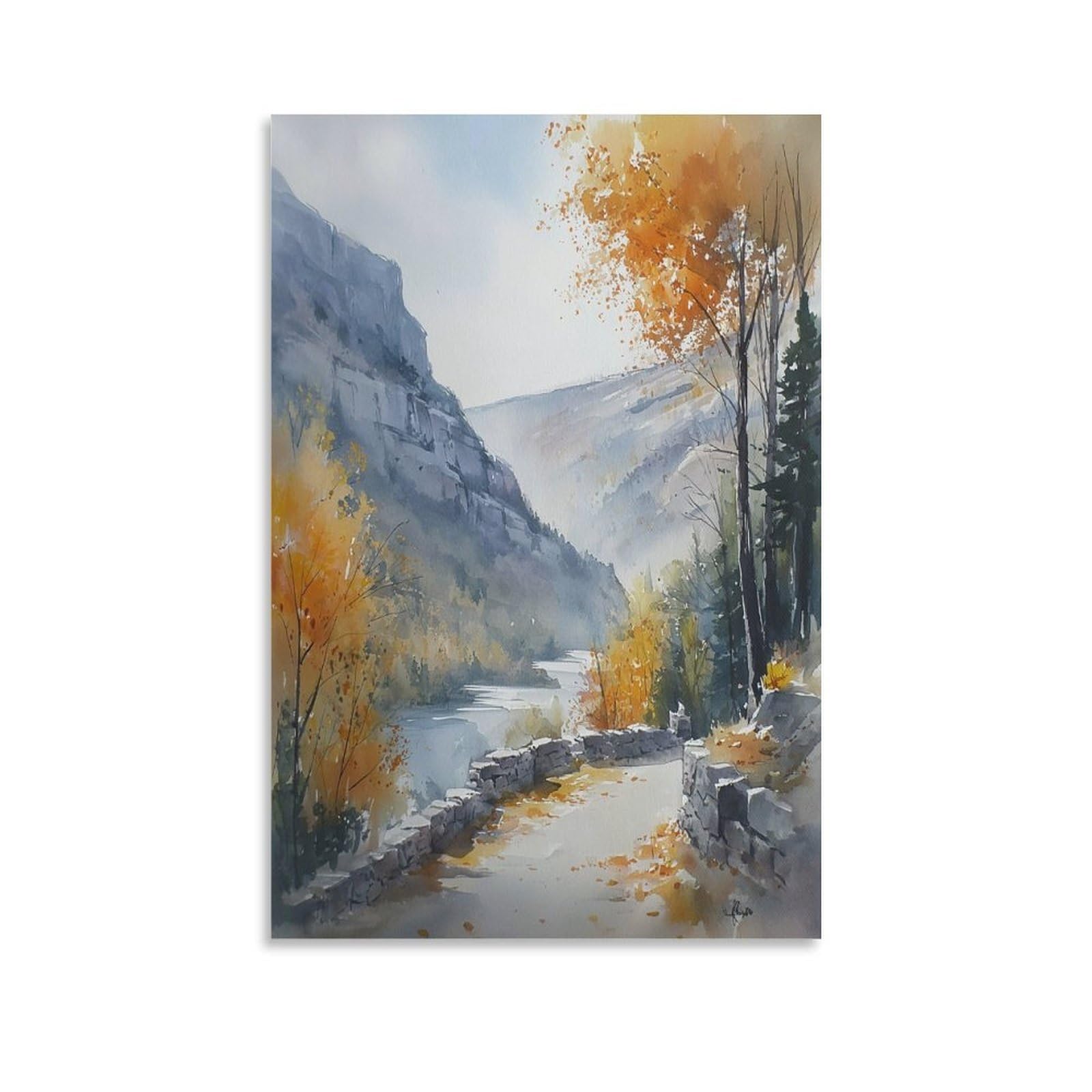 XWYMXZ Finger Lakes Watercolor Painting Travel Poster 20x30inch(50x75cm) Vintage Watercolor Canvas Art