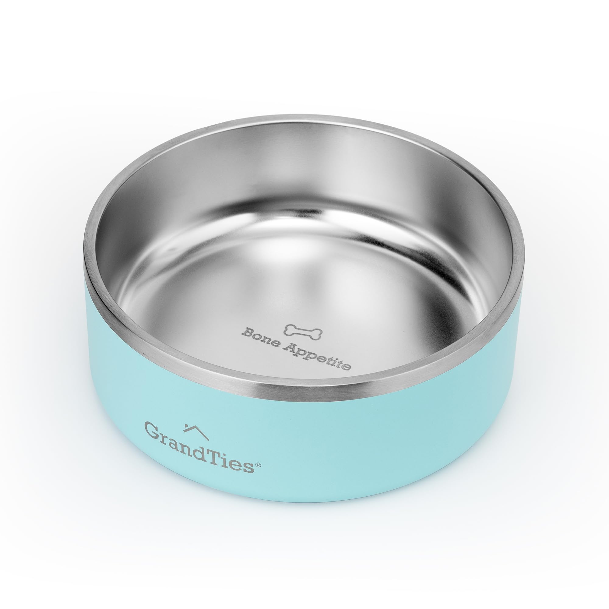 GrandTies Stainless Steel Dog Bowl | Engraved Reusable BPA-Free Insulated Cat & Dog Bowls | Large Heavy Duty Non Skid Spill Proof Bowl | Outdoor Dog