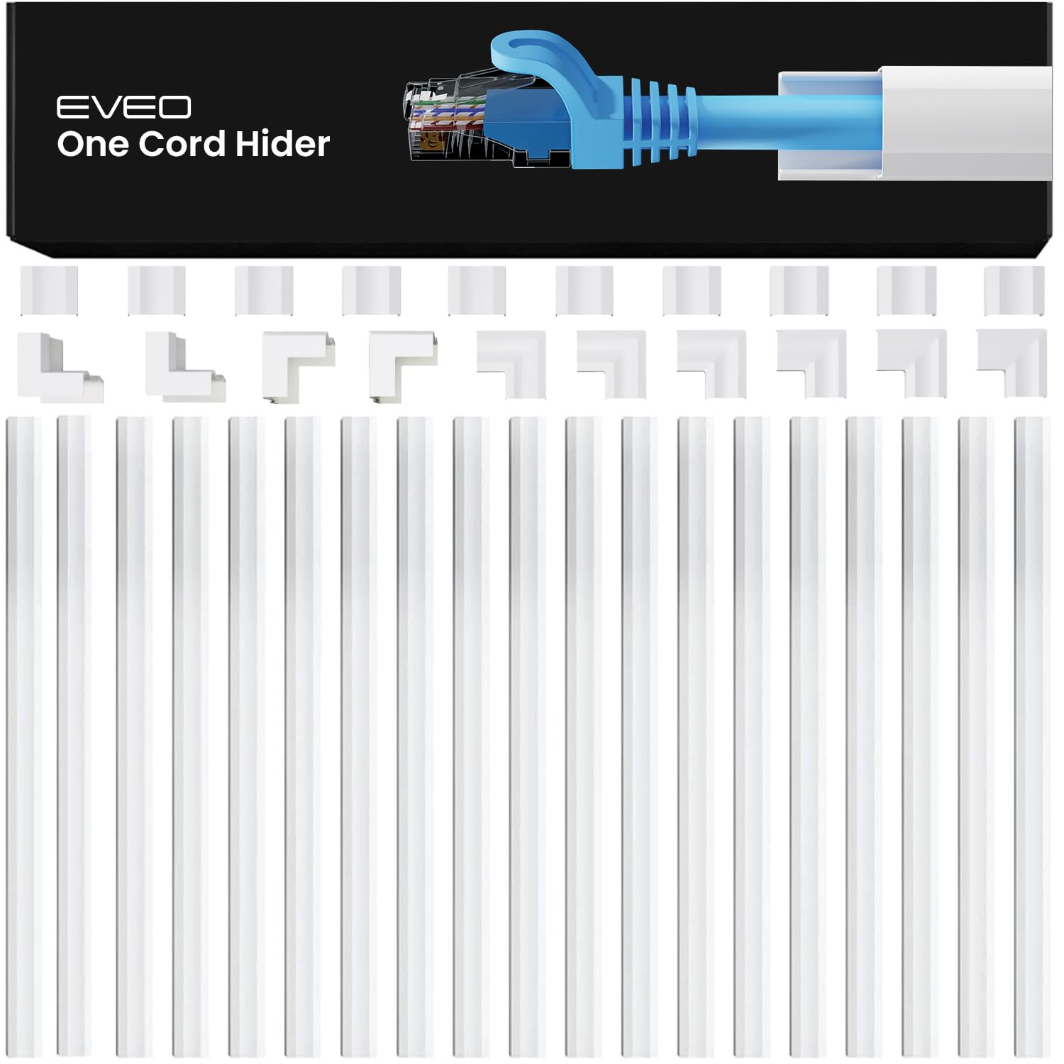 Photo 1 of EVEO Cable Hider - 306" White Cord Raceway for Single Cable