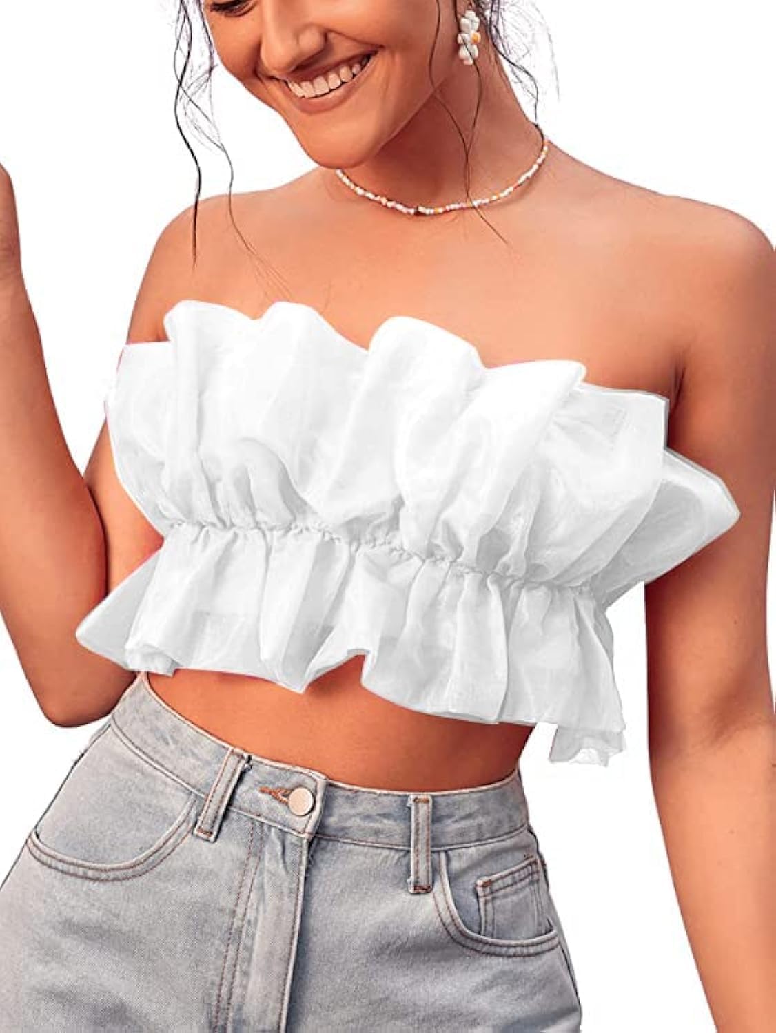 ruffle trim tube top