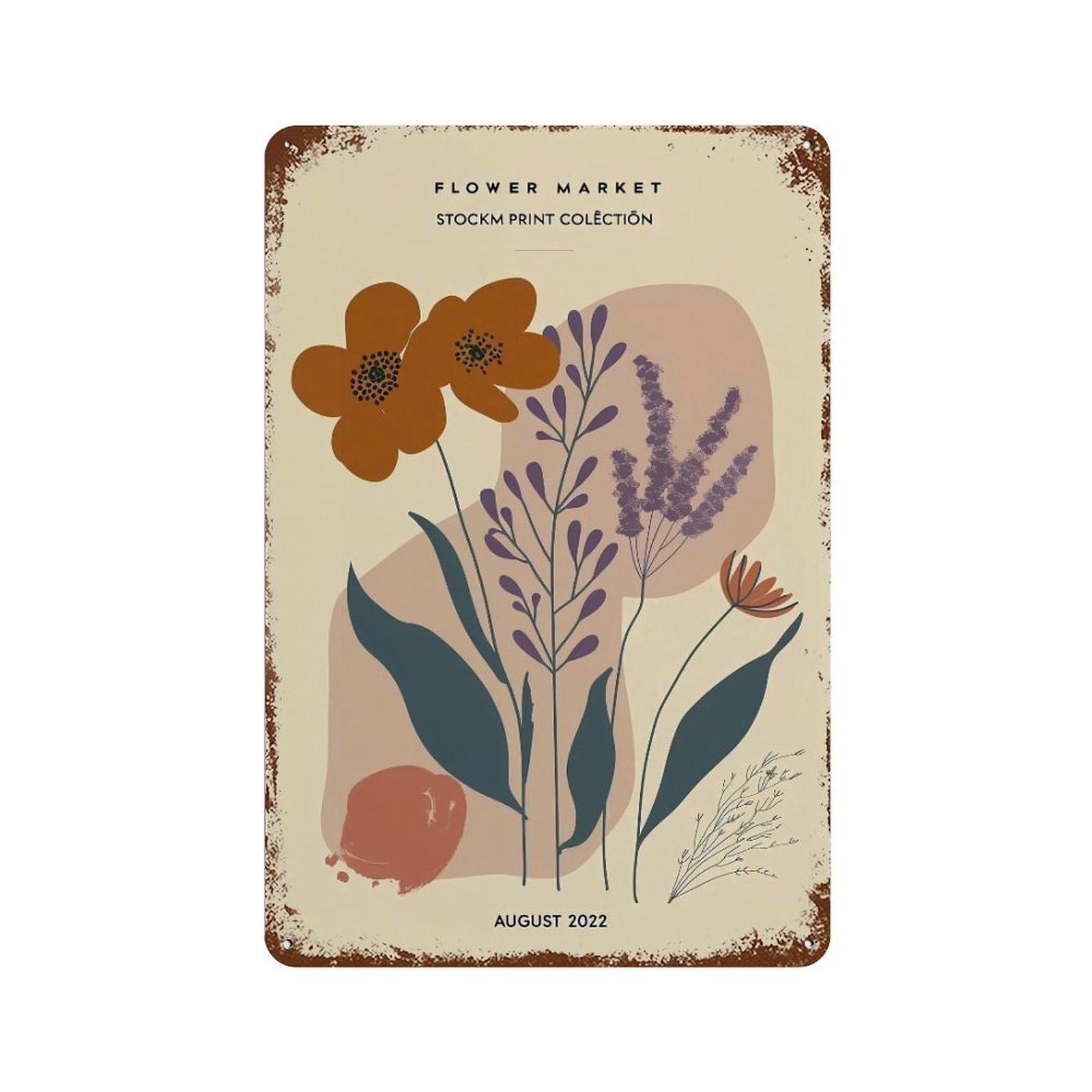 FHUYEURHRY Flower-Market-Stockholm_01 Wall Decor Retro Iron Vintage Art Metal Tin Sign Poster Modern Home Cofffee Club Art Bar Shop Decorations Style 30x20cm