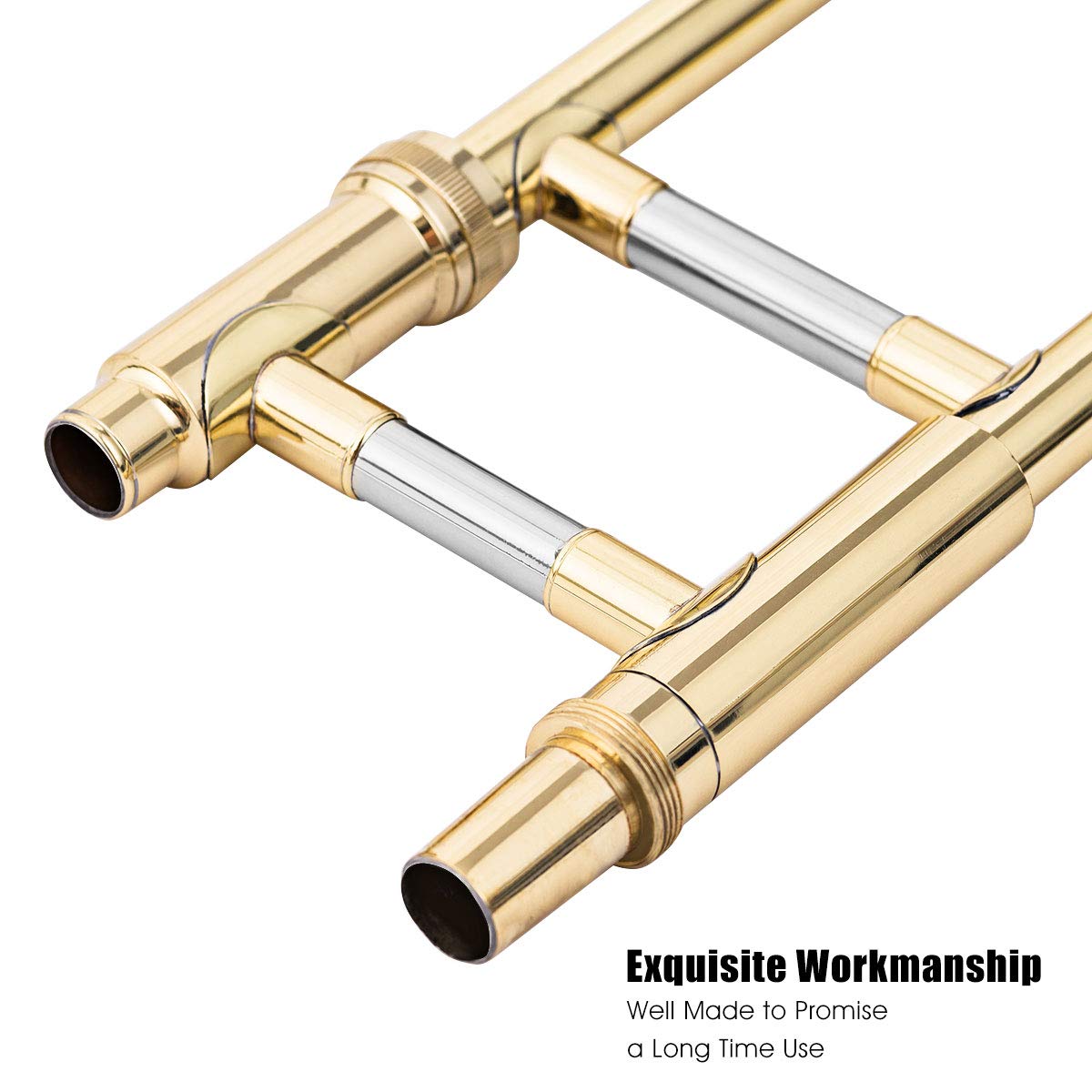 Costzon B Flat Tenor Slide Trombone Brass, Ideal for Standard Student Beginner Trombone w/Case, Gloves, Mouthpiece, Portable - Image 7