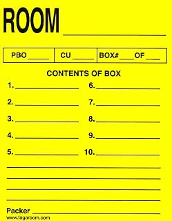 Tag-A-Room Box Content Moving Label (Content Yellow) 25 Count