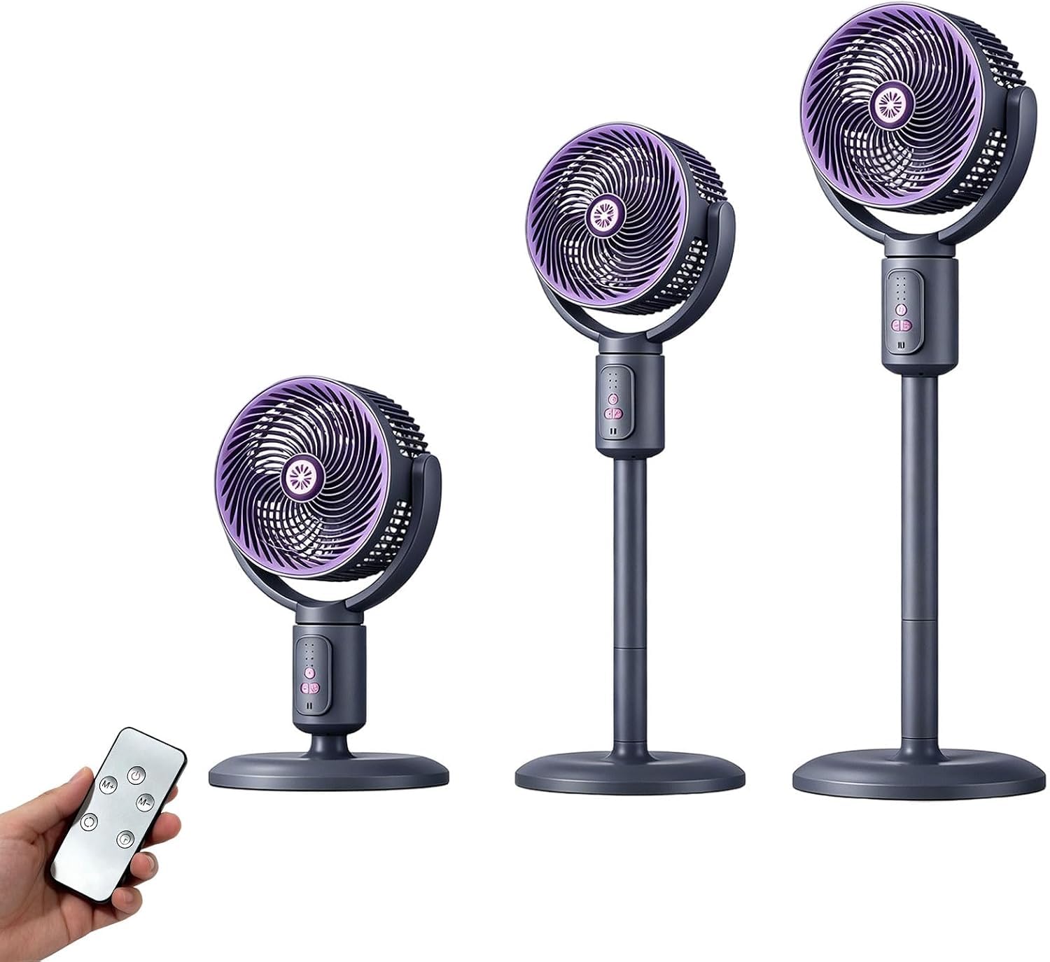Ventilador de pie para dormitorio, 3 velocidades, USB, circulador de aire para toda la habitación con oscilación de 90° y altura ajustable, ventilador de pedestal silencioso para el hogar, oficina